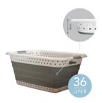 2dekans | Badiona Opvouwbare Wasmand – 36 Liter - Wit/Grijs, Huis en Inrichting, Badkamer | Badtextiel en Accessoires, Ophalen of Verzenden