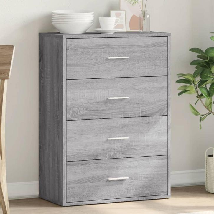 vidaXL Dressoir 60x31x84 cm bewerkt hout grijs sonoma, Huis en Inrichting, Kasten | Dressoirs, 25 tot 50 cm, Nieuw, 50 tot 100 cm