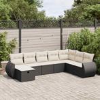 vidaXL 8-delige Loungeset met kussens poly rattan zwart, Nieuw, 8 zitplaatsen, Loungeset, Verzenden