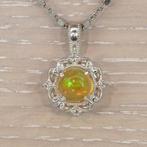 Zonder Minimumprijs - G&J - Hanger Zilver Opaal - Diamant -, Sieraden, Tassen en Uiterlijk, Antieke sieraden