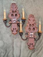 Kaars wandlamp (2) - Giltholz-Blattgoud-Eisen - 1 paar