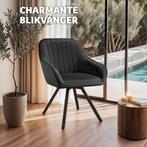Tweedekans | tectake® - Draaibare eetkamerstoel met, Huis en Inrichting, Stoelen, Ophalen of Verzenden, Zo goed als nieuw, Zwart