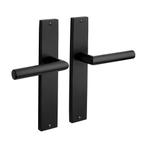 Deurklink Ferro geveerd met schild mat zwart - deurbeslag..., Doe-het-zelf en Verbouw, Hang- en Sluitwerk, Ophalen of Verzenden