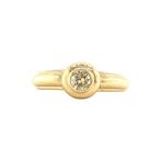 Gouden solitair ring met diamant 14 krt, Goud, 17 tot 18, Dame, Wit