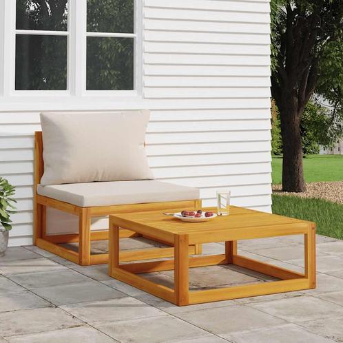 vidaXL 2-delige Loungeset met kussens massief acaciahout, Tuin en Terras, Tuinsets en Loungesets, Loungeset, Nieuw, Hardhout, Verzenden