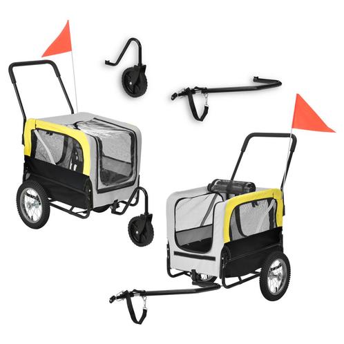 Fietskar fietsaanhanger tot 20 kg en buggyfunctie geel zwart, Fietsen en Brommers, Fietsaccessoires | Overige Fietsaccessoires