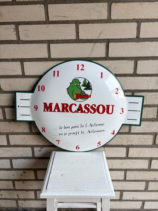 Emaille klok - Emaille klokbord – Marcassou – Ardennen, Antiek en Kunst, Antiek | Wandborden en Tegels
