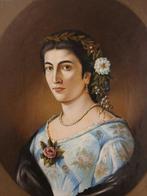 Escuela colonial (XIX) - Retrato de dama, Antiek en Kunst