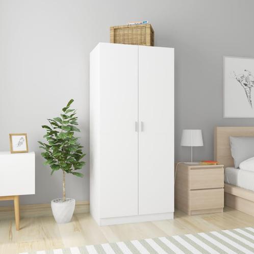 vidaXL Kledingkast 80x52x180 cm bewerkt hout wit, Huis en Inrichting, Kasten | Kledingkasten, Nieuw, Verzenden