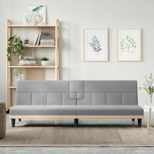 vidaXL Slaapbank met bekerhouders stof lichtgrijs, Huis en Inrichting, Banken | Bankstellen, Nieuw, 200 tot 250 cm, Stof, Verzenden