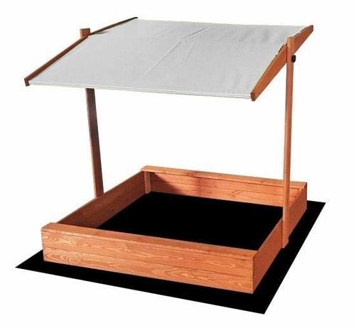 Veilige houten zandbak met verstelbaar zonnedak - 120x120..., Kinderen en Baby's, Speelgoed | Buiten | Zandbakken, Nieuw, Ophalen of Verzenden