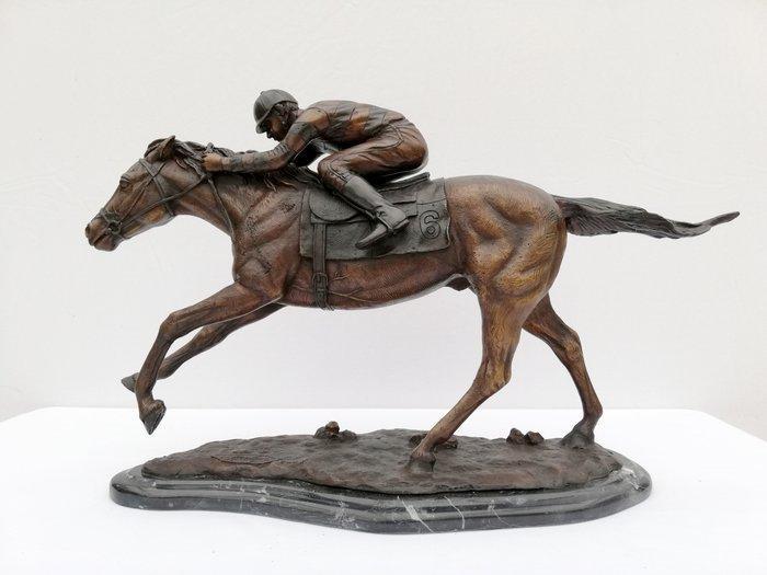 sculptuur, Riding horse - Racing horse - 54 cm - Brons,, Antiek en Kunst, Curiosa en Brocante