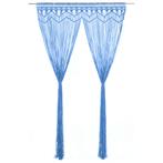 vidaXL Gordijn macramé 140x240 cm katoen blauw, Huis en Inrichting, Verzenden, Nieuw, Blauw