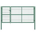 vidaXL Poort met palen 350x140 cm staal groen, Tuin en Terras, Verzenden, Nieuw