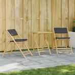 vidaXL 3-delige Bistroset inklapbaar met kussens bamboe, Tuin en Terras, Verzenden, Nieuw, Hout