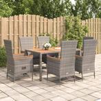 vidaXL 7-delige Tuinset met kussens poly rattan grijs, Tuin en Terras, Tuinsets en Loungesets, Verzenden, Nieuw, Rotan, Tuinset