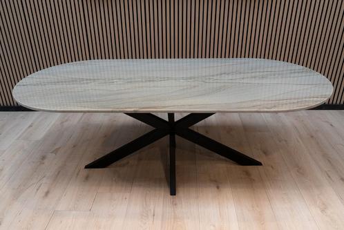 Plat Ovale Tafel van Mediterraneo Kwartsiet  220x100, Huis en Inrichting, Tafels | Eettafels, 50 tot 100 cm, 150 tot 200 cm, Rechthoekig