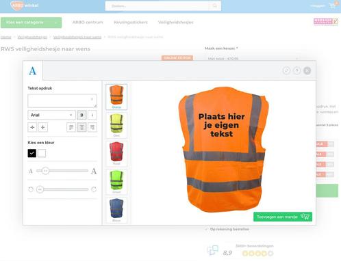 RWS hesje naar wens met tekst, Tuin en Terras, Werkkleding, Verzenden