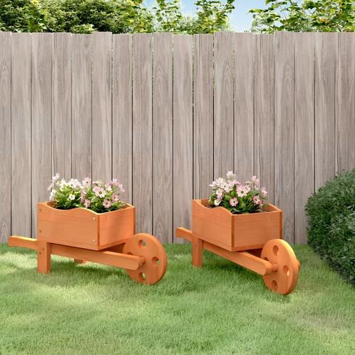 vidaXL Plantenbakken kruiwagen 2 st 47x15x19 cm massief, Tuin en Terras, Hand-tuingereedschap, Nieuw, Verzenden