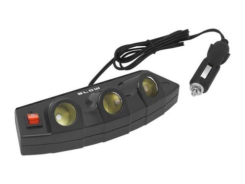 Splitter Triple Sigarettenplug 12-24 Volt - Zwart CS-35, Auto diversen, Tuning en Styling, Ophalen of Verzenden