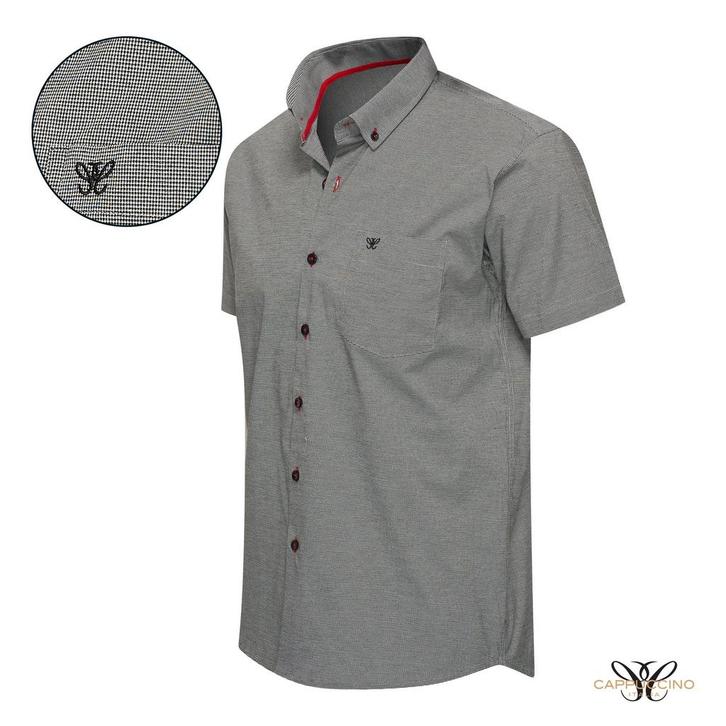 2dekans | Cappuccino Bronte Shirt gestreept - Korte mouwen -, Kleding | Heren, Overhemden, Zo goed als nieuw, Ophalen of Verzenden