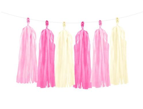 Tassel slinger roze/crème - 1,5 meter, Hobby en Vrije tijd, Feestartikelen, Nieuw, Ophalen of Verzenden