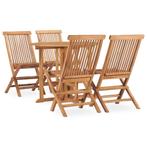 vidaXL 5-delige Tuinset inklapbaar massief teakhout, Tuin en Terras, Tuinsets en Loungesets, 4 zitplaatsen, Verzenden, Teakhout