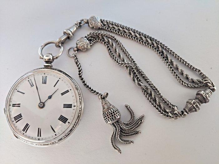 pocket watch in silver - key winding pocket watch - Zonder, Sieraden, Tassen en Uiterlijk, Horloges | Heren
