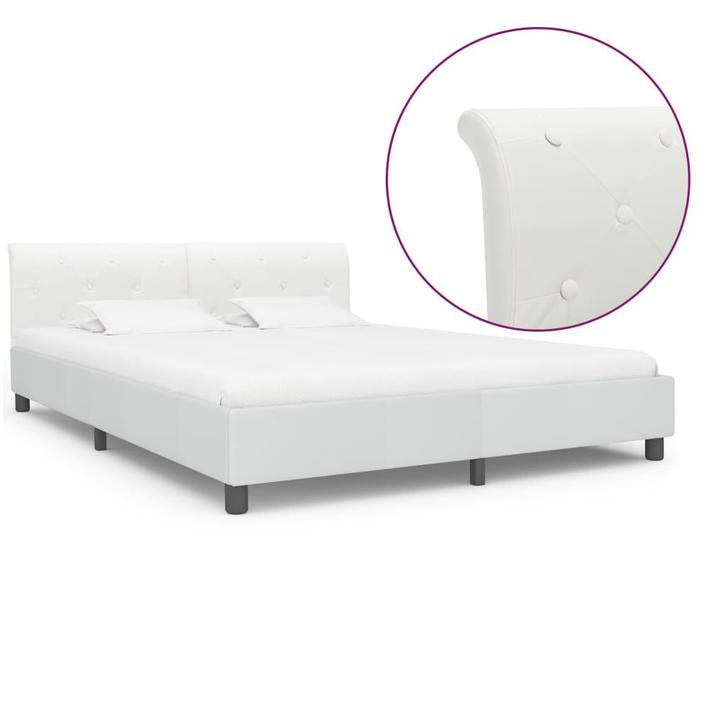 vidaXL Bedframe kunstleer wit 160x200 cm, Huis en Inrichting, Slaapkamer | Bedden, 160 cm, 200 cm, Wit, Tweepersoons, Nieuw, Overige materialen