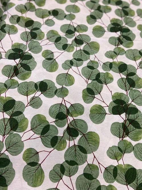 Elegante en exclusief stof met eucalyptusbladeren in dubbele, Antiek en Kunst, Antiek | Kleden en Textiel