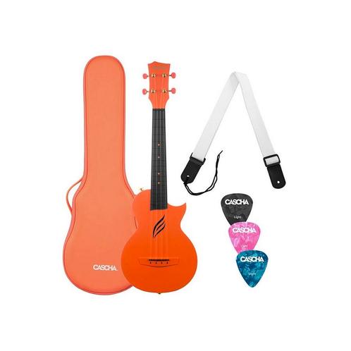 Cascha HH 2289 Oranje Carbon Fiber concert ukulele met, Muziek en Instrumenten, Snaarinstrumenten | Overige, Nieuw, Ophalen of Verzenden