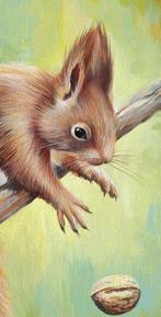 Gala - Squirrel animal painting Wall nut, Antiek en Kunst