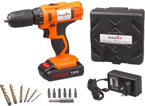 Hanse Werkzeuge Accuboor 18V - 1,5Ah - Lithium - Laadtijd 1, Doe-het-zelf en Verbouw, Gereedschap | Boormachines, Verzenden