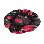 Zwart roze bloemen Satijnen Slaapmuts / Satin Hair Bonnet /, Ophalen of Verzenden, Nieuw