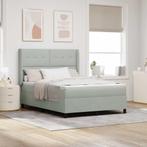 vidaXL Boxspringbed met matras met LED Lichtgrijs 160 x 200, Verzenden, Nieuw, Stof