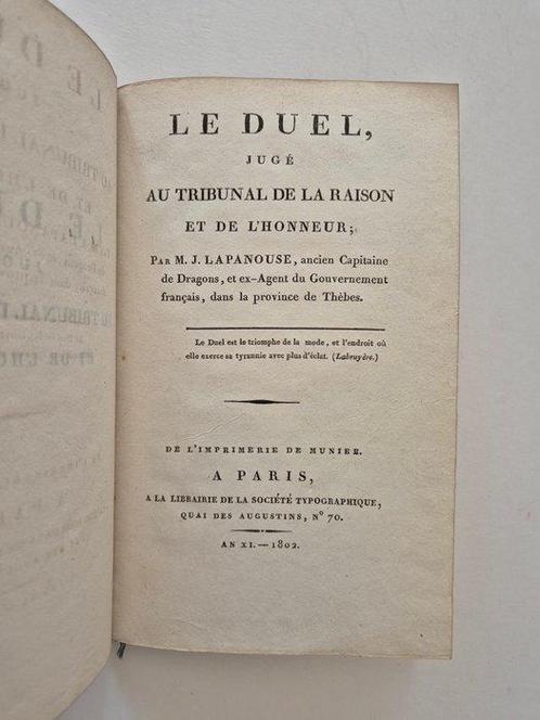 Lapanouse [Napoléon Bonaparte - Premier Empire] - Le Duel, Antiek en Kunst, Antiek | Boeken en Bijbels