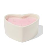 HEMA Kaars drie lonten 13x10cm keramiek hartvorm roze, Verzenden, Nieuw