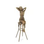BRONZEN BEELD VAN EEN DAME OP BARKRUK (Beeldjes - Decoratie), Antiek en Kunst, Kunst | Beelden en Houtsnijwerken, Verzenden