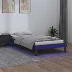 vidaXL Bedframe LED massief hout grijs 90x190 cm, Huis en Inrichting, Slaapkamer | Bedden, Nieuw, Eenpersoons, Verzenden