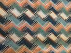 Zigzag damast stof pastel multicolor space age stijl -, Antiek en Kunst
