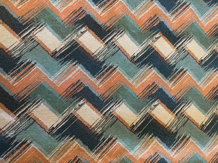 Zigzag damast stof pastel multicolor space age stijl -, Antiek en Kunst, Antiek | Kleden en Textiel