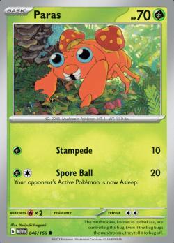 Paras 046/165 reverse holo pokemon 151, Hobby en Vrije tijd, Verzamelkaartspellen | Pokémon, Losse kaart, Nieuw, Foil, Ophalen of Verzenden