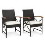 Set van 2 Rotan Stoelen Polyrotan Tuinstoelen met Zitkussen