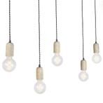 Qazqa Industriële 5-lichts hanglamp, zwart met beton, Ophalen of Verzenden, Nieuw in verpakking, Verlichting