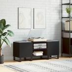 vidaXL Platenkast 121x38x48 cm bewerkt hout zwart, Verzenden, Nieuw