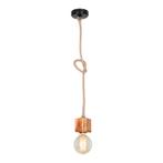 [lux.pro] Hanglamp Corby E27 zwart houtkleurig en jute, Nieuw, Verzenden