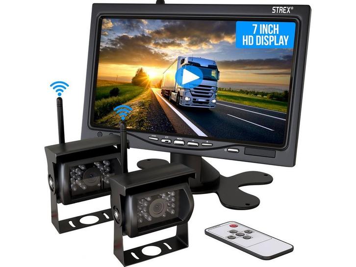 Strex Draadloze Achteruitrijcamera Set - 2 Cameras - 7”, Huis en Inrichting, Woonaccessoires | Overige, Nieuw, Verzenden
