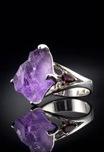 Amethist - Zilver - Ring - Ruwe schoonheid