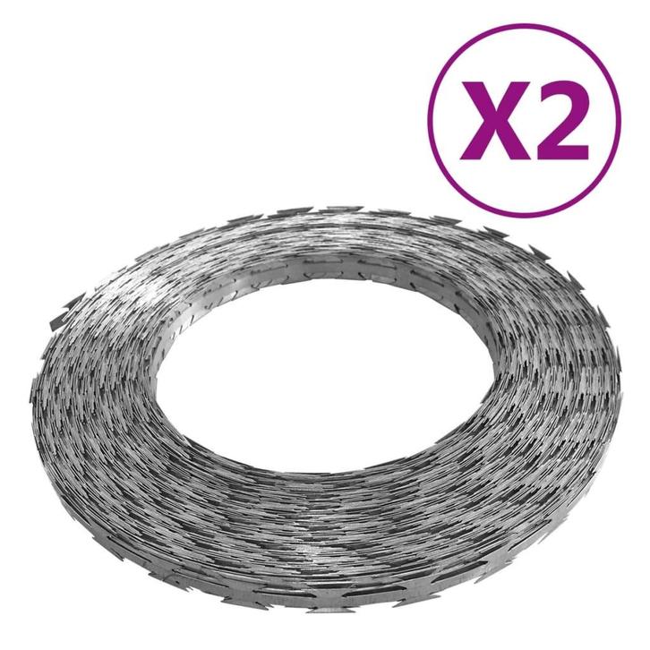 vidaXL Scheermesprikkeldraad 2 st BTO-22 100 m staal, Doe-het-zelf en Verbouw, IJzerwaren en Bevestigingsmiddelen, Nieuw, Verzenden