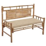 vidaXL Tuinbank met kussen 120 cm bamboe, Tuin en Terras, Tuinbanken, Verzenden, Nieuw, Hout